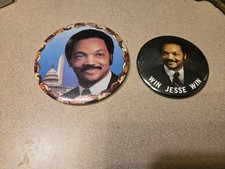 VINTAGE JESSE JACKSON Win Jesse Win  3” Pinback And 4