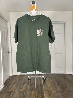 Billion Graphic Logo Floral Men's Green Short Sleeve Crew Neck T-Shirt Size L