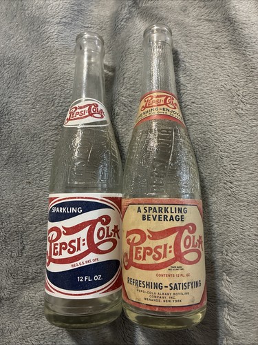 Vintage Pepsi:Cola Double Dot 12oz Soda Bottles 100th Anniversary Ones 1990s 👀