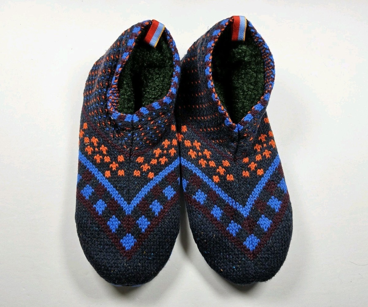 Bombas Gripper Slippers Knit Orange Green Pattern House Shoes Mens small Bombas Gripper Slippers House Shoes Socks Size M (M 7-9.5, W  main image 4