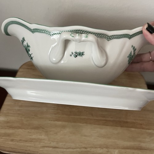 VTG Rosenthal Bahnhof Selb #13 Chippendale Green Bloom Gravy Boat & Under plate - Picture 5 of 12