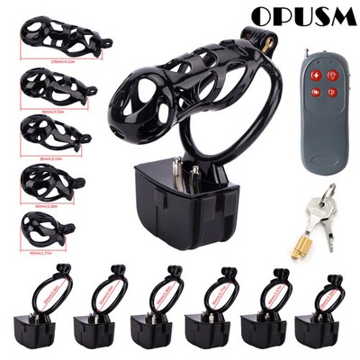 Male Chastity Device Set Male Remote Control Testicle Cobra Cage Lock Ring