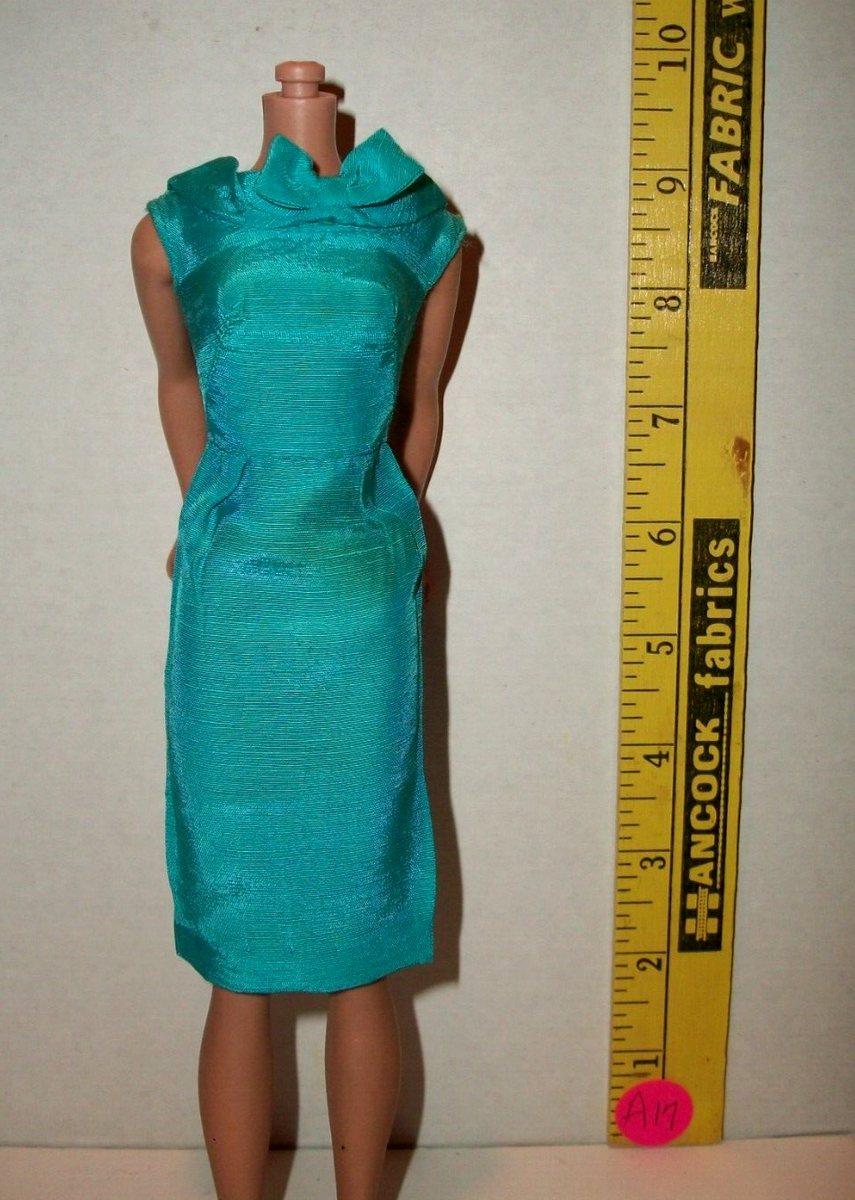vintage barbie silk sheath dress Vintage Barbie Doll PAK Pale Yellow Silk Sheath Cocktail Dress Fashion w/ Zipper