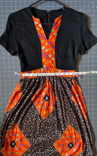 Vintage Mod Knit 1960s Maxi Dress V-Neck Short Sleeve Size Small - Picture 11 of 14
