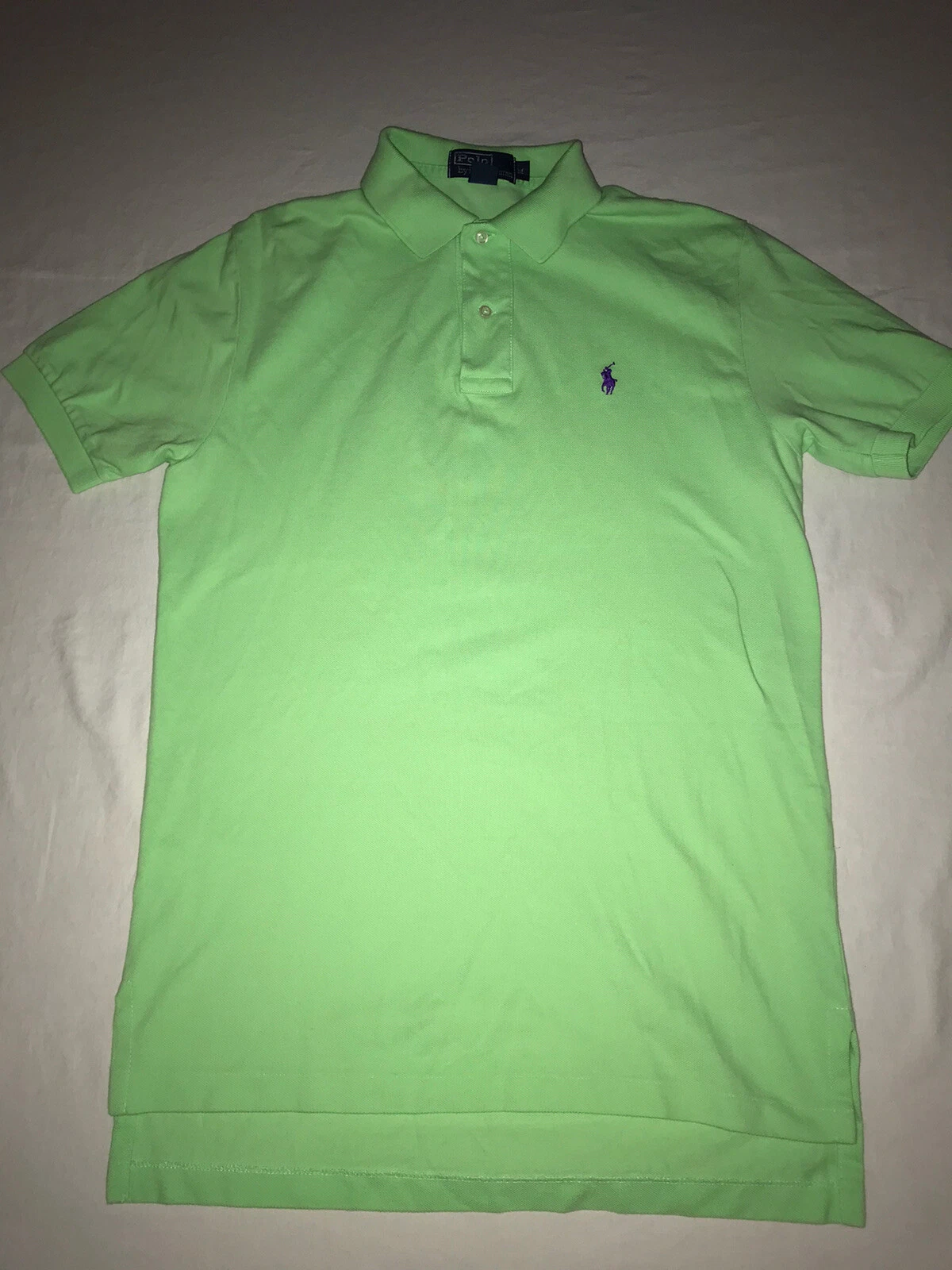 Ralph Lauren Polo Shirt Mens Size Medium Green W/Purple Pony EUC!