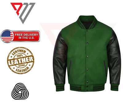 Varsity Letterman Wool & Real Cowhide Leather Sleeves High Quality Bomber Jacket