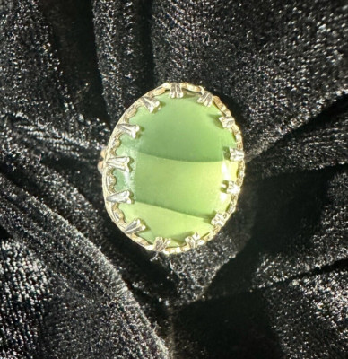   Natural BANDED APPLE GREEN JASPER Womans .925 SILVER RING - SIZE 7   VIDEO 102