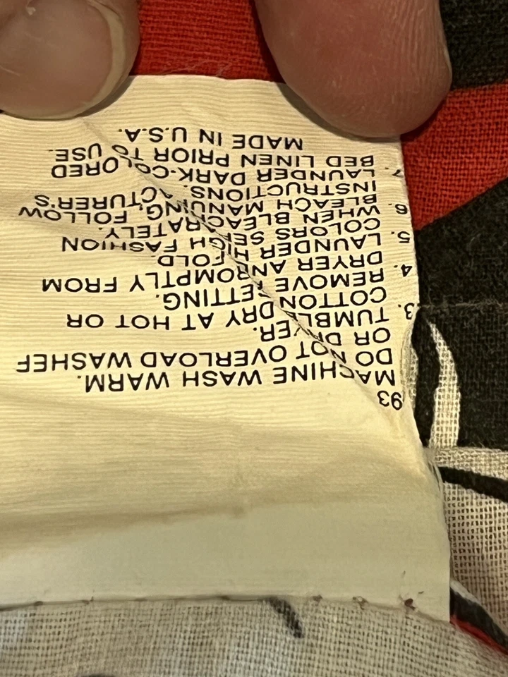 Sábana plana vintage de Mickey Mouse Disney tamaño completo negra roja blanca EE. UU. Foto 4 de 4