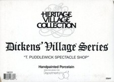 HERITAGE VILLAGE COLLECTION DEPT56 T PUDDLEWICK SPECTACLE SHOP DICKENS 58331 BOX