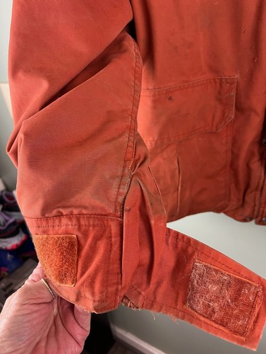 Vintage Snow Lion Orange Puffer Winter Jacket Mens Medium Full Zip Hooded Coat - Picture 4 of 16