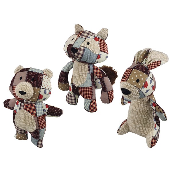 Nobby Hundespielzeug PlüSchtier 20Cm Patchwork BäR Hase Fuchs Squeaker-image
