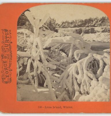 George Curtis - Luna Island Winter Niagara Falls NY Stereoview