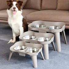 Stainless Steel Pet Feeder Bowl Dual Elevated Raised Dog Puppy Food Stand