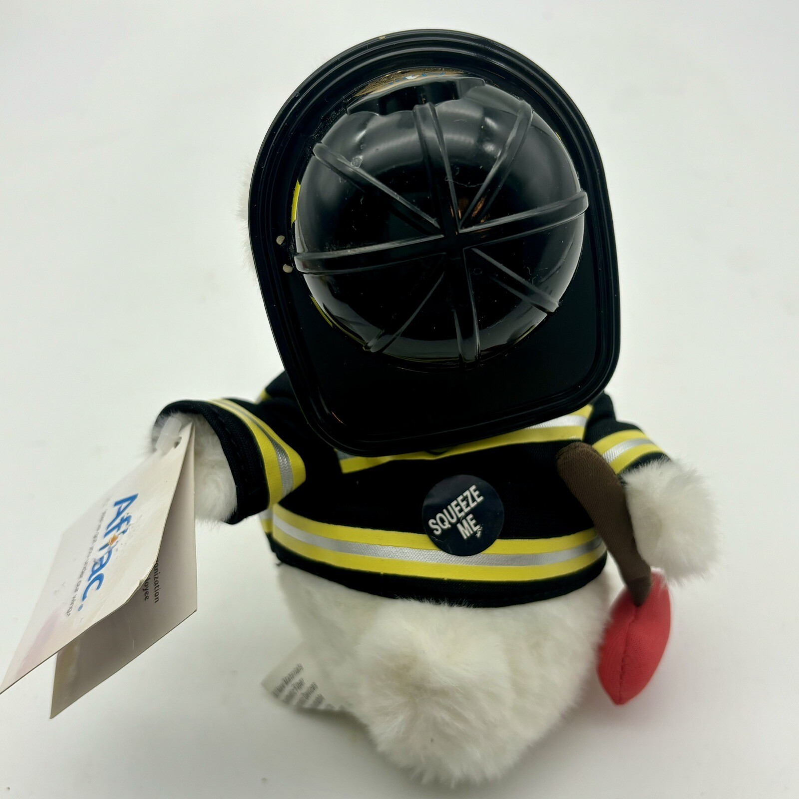 Aflac Talking Duck 6" Plush Fireman Suit Hat Red Axe Voice Works Says “Aflac” 😜