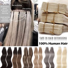 Seamless 100 Human Hair 200G Tape In Remy Extensions Skin Weft Full Head Blonde
