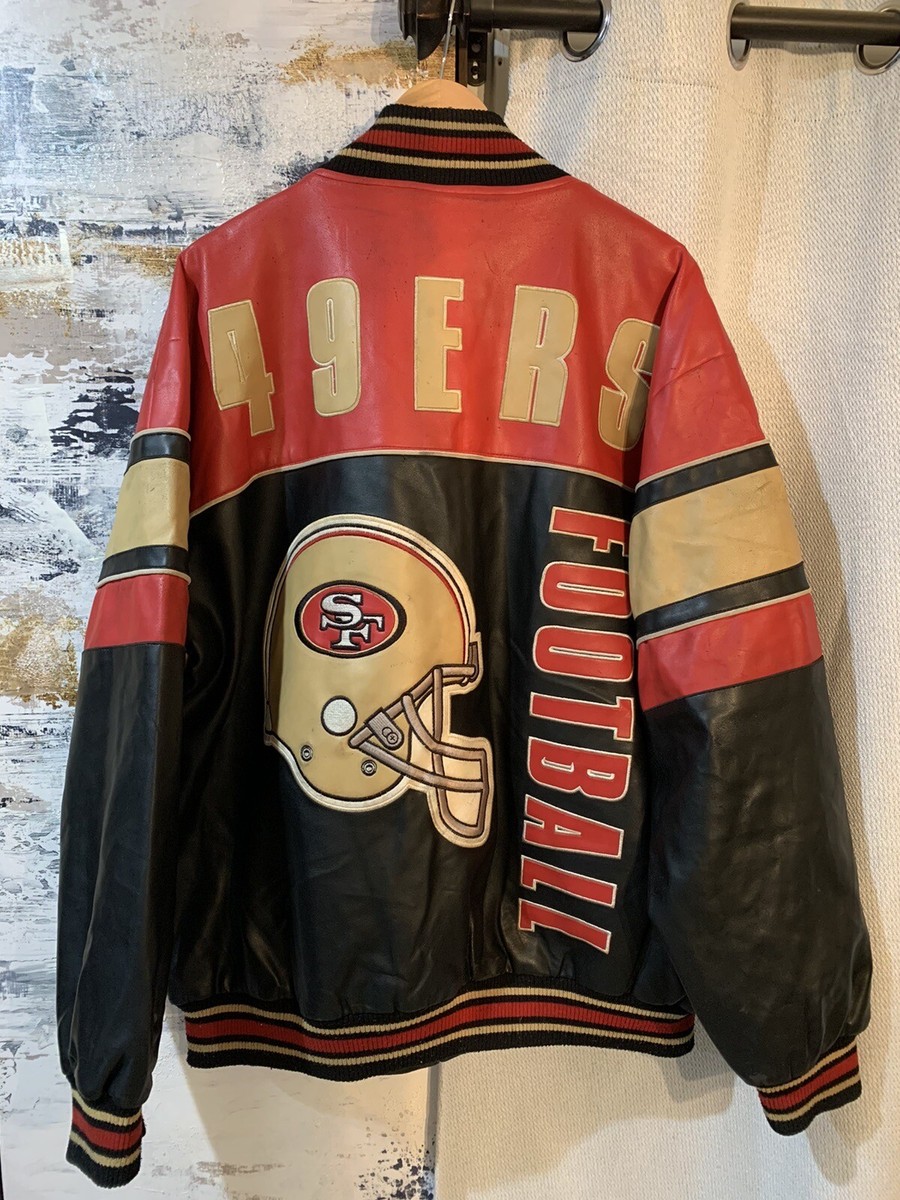 SAN FRANCISCO 49ERS NFL Sz 2XL Color Blocked Faux Leather Bomber Jacket