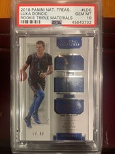 2018-19 Panini National Treasures Luka Doncic Triple Materials /99 Rookie PSA 10