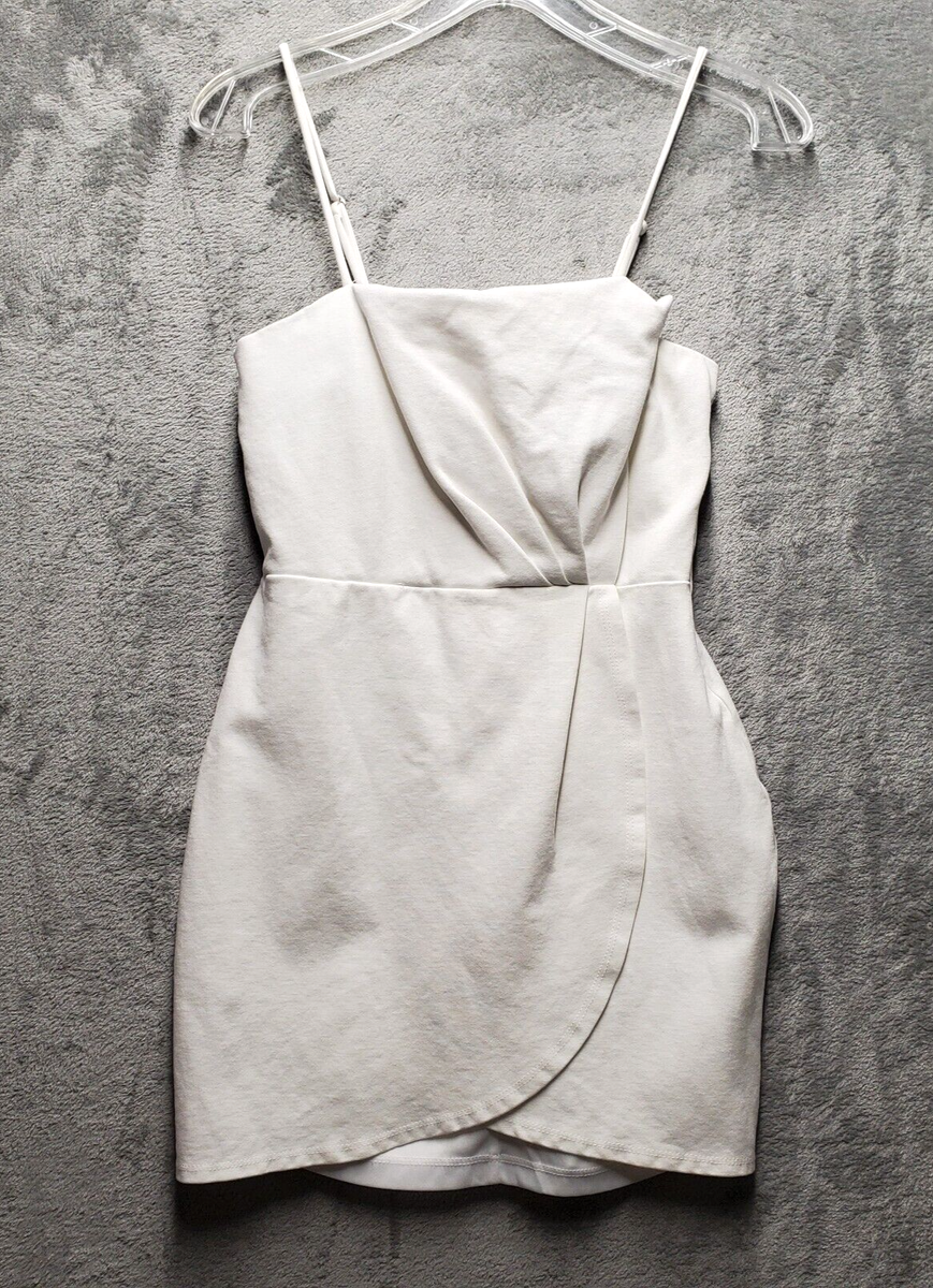 Lulus Dress Womens Small White Drinks On Me Pleated Bodycon Dress Cocktail Party