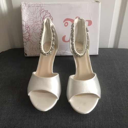 TC blanco Zapatos de cuña de Joyas-Traje de Novia Talla 7 | eBay