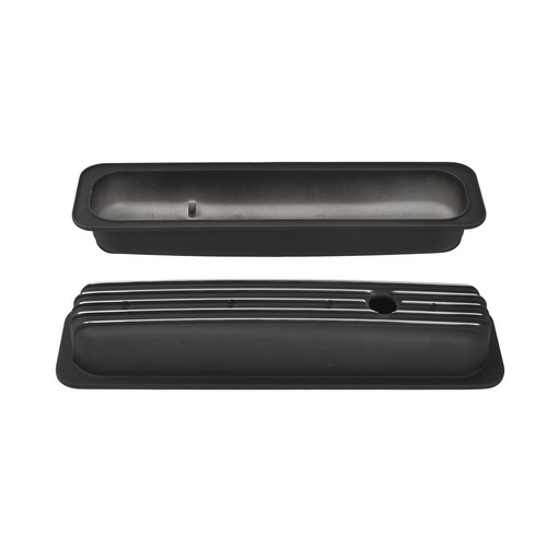 Cubierta de válvula de aleta corta negra y filtro de aire de 12" para SBC Chevy 5.0 5.7 350 87-97 - Imagen 4 de 12