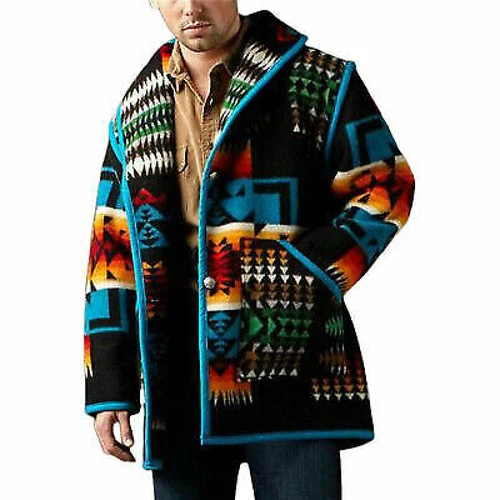 Mens Winter Warm Boho Thicken Hippie Outwear Jacket Festival Hippy Sweater Coat - Picture 5 of 18