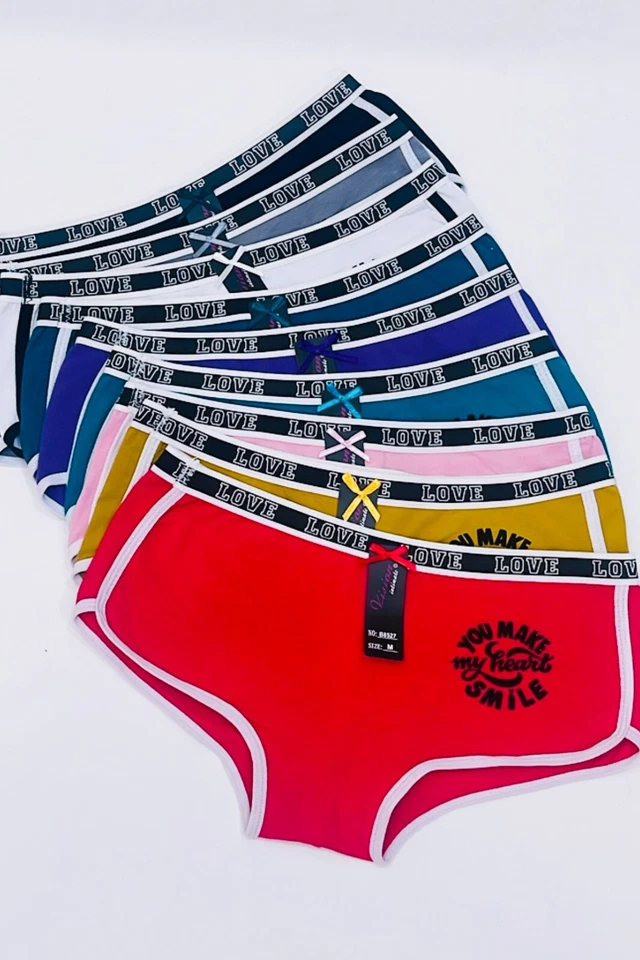 Boyshort Sports Sexy Love Panties 6 or 12 Undies 95% Cotton Underwear Panty S-XL - Image 4 of 4