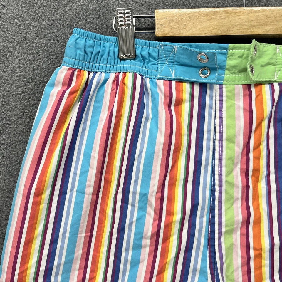 Tommy Hilfiger Swim Shorts boys Medium colorful Striped blue Lined pocket Youth - Image 3 of 4