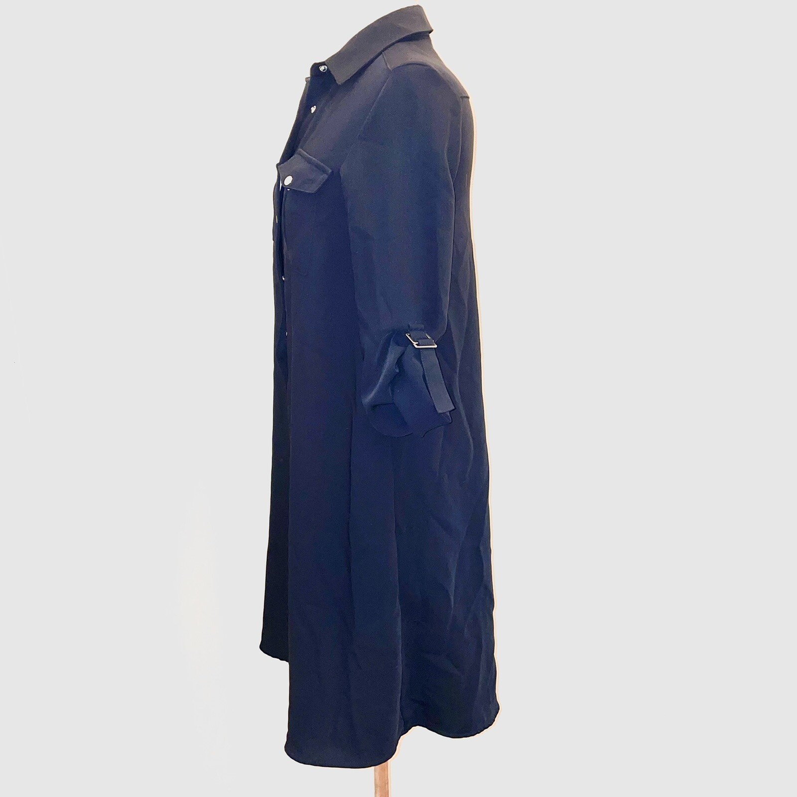 Zara Collection Navy Button Front Split Hem Tunic… - image 3