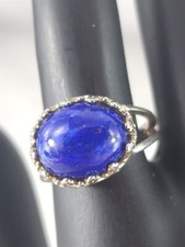 CRZ Vintage Sterling Silver 11mm Blue Lapis Lazuli Ring Size 5 - 3.3 Grams
