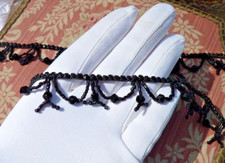 ANCIEN GALON de PERLES et CABOCHONS de JAIS XIXème, Vendu au mètre!