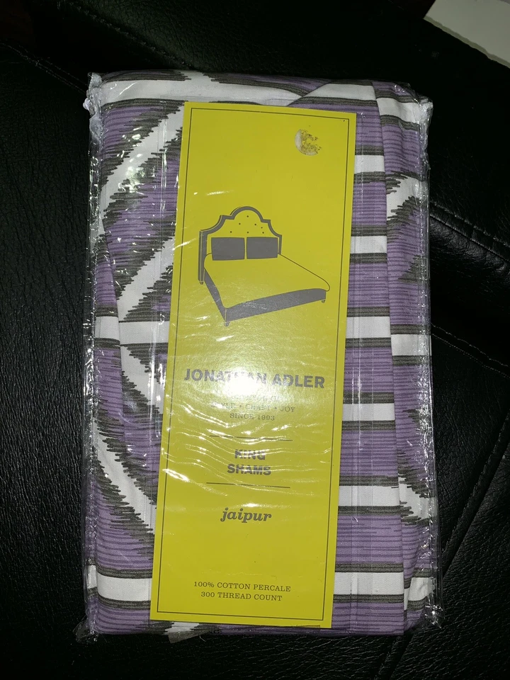 JONATHAN ADLER NEW Jaipur ( Purple ) King Shams Pillow Sham set 300 count - Image 2 of 2