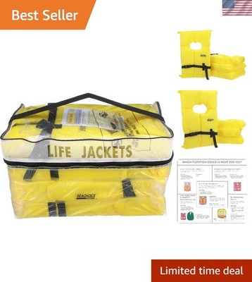 Universal Fit Adult Life Vest 4-Pack - Approved for Boating Safety in Yellow