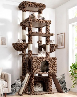 Cat Tree 78 Inch 20lb Heavy Duty Leopard Print Large Platform Z78 Globlazer Cats