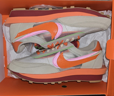 Nike sacai x CLOT LDWaffle Net Orange Blaze Gray Orange Pink DH1347-100