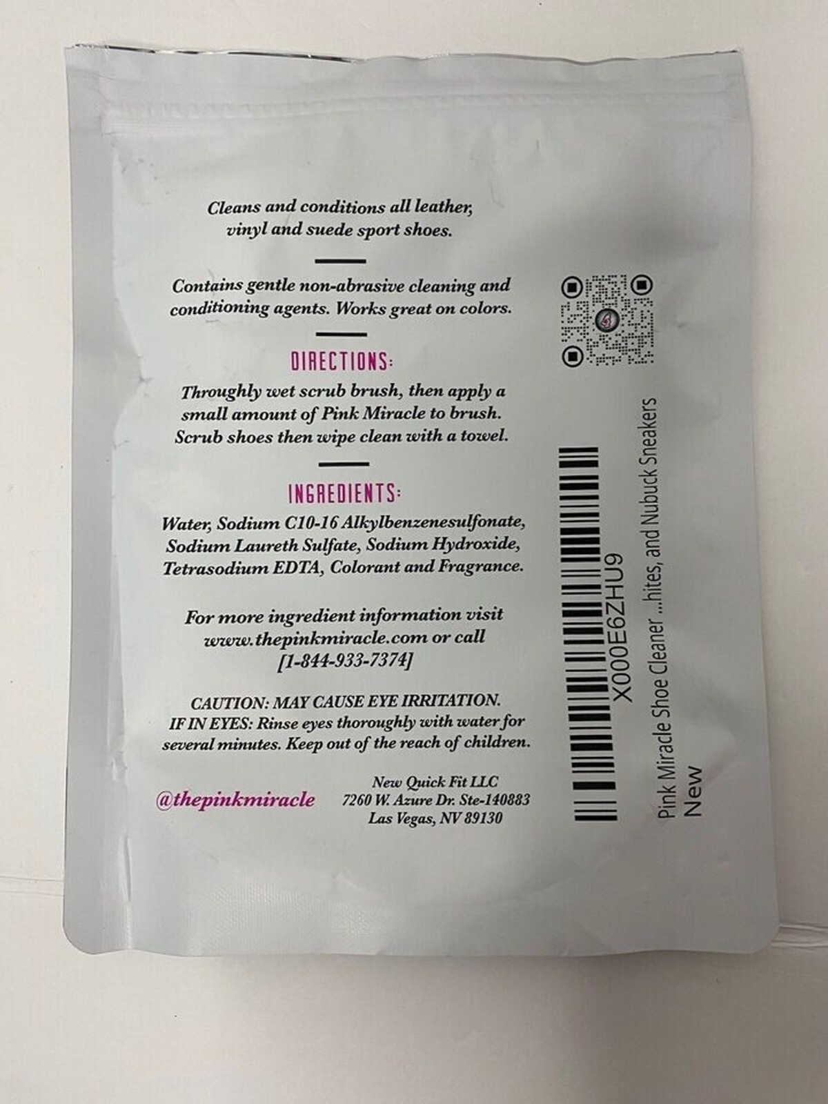 Pink Miracle Shoe Cleaner & Brush Kit 8 oz. Sneaker Fabric & Sole Cleaning - NEW