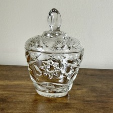 Anchor Hocking Prescut Star of David Sugar Bowl w/lid Vintage Glass