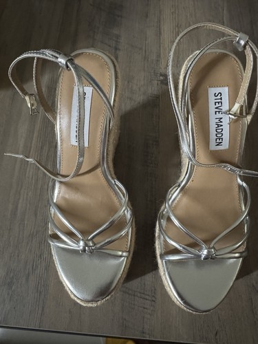 Steve Madden Mya Wedge Silver Sandals Size 7M