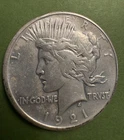 XF 1921 Peace Dollar (cleaned), U.S. Silver Type Coin High Relief EXTRA FINE $1
