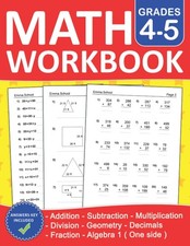 Math Workbook For Grades 4-5 With Addition,Subtraction,Multiplication,Divisi...