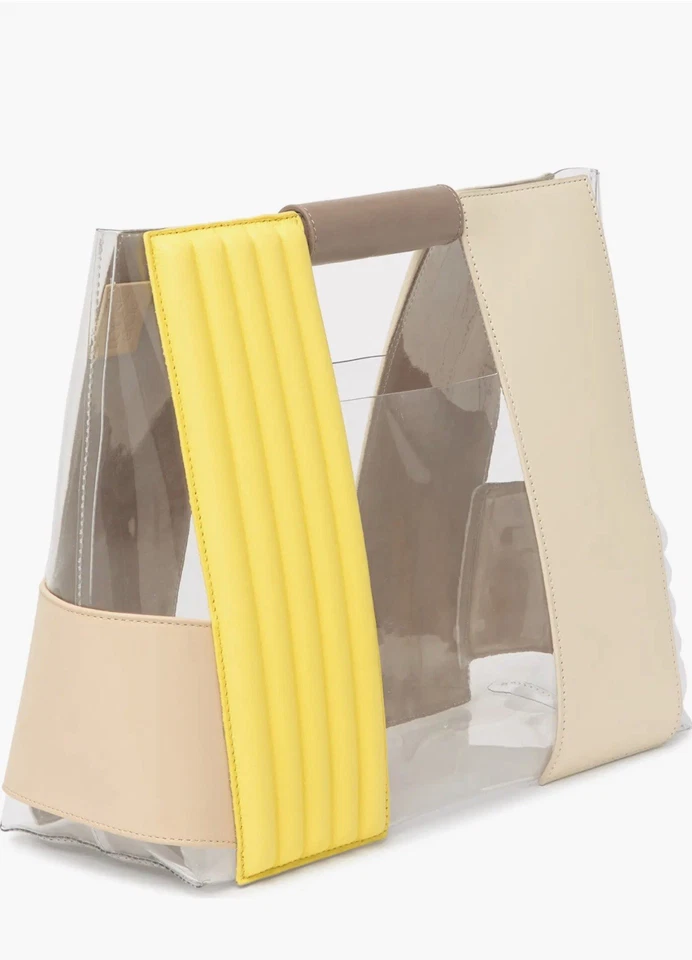 Bolso de Mano Louise Et Cie Alez Amarillo y Beige, Cuero y PVC Transparente, 248 $ Foto 4 de 4