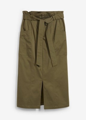 Cargorock mit Gürtel und Seitentaschen Gr. 46 Dunkeloliv Damen Midirock Neu*