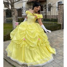 Fairy Yellow Quinceanera Dresses Ball Gown Off Shoulder Prom WithFlowers Sweet16