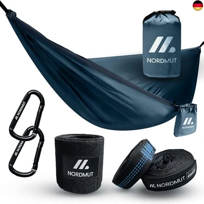 NORDMUT® Ultraleichte Hängematte Outdoor [mit Befestigungs-Set] Camping H