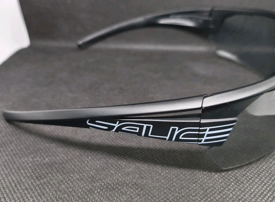 SALICE 006 Black Cycling Wrap Sunglasses Black & White/ Polarized/Open Box  - Image 4 of 4