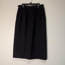 Valentino Miss V Black Wool Midi Skirt Vintage Made in Italy Size 44 IT 8 US