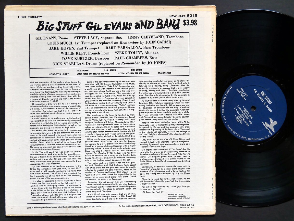 GIL EVANS Big Stuff LP NEW JAZZ NJLP 8215 US 1959 RVG MONO Paul