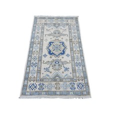 2'10"x4'8" Ivory Vintage Look Kazak Hand Knotted Pure Wool Oriental Rug 21809