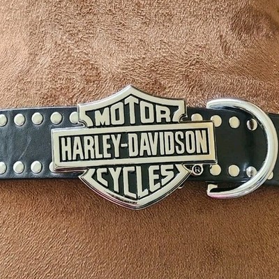 Vintage HARLEY DAVIDSON Buckle Belt STUDDED Leather 40  display picture 2