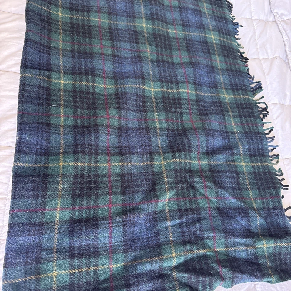 Highland Home Wool Tartan Throw Blanket 54x46 Scotland Woven Plaid Fringe Soft - Image 2 of 4