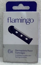 Flamingo Dermaplane Women's Stainless Steel Razor Refill Cartridges 6 Count Box